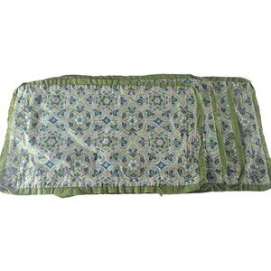 Green Floral Mandala Placemats Medallion Handmade Set of 4 Cottage 17x11